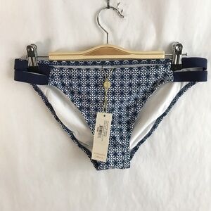 Draper James X Helen Jon Geo Floral Bikini Bottom Size M Double Tab Hipster NWT